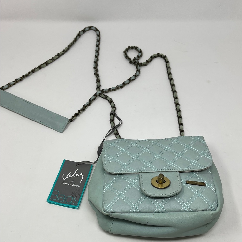 Velez Light Blue Quilted Crossbody Bag